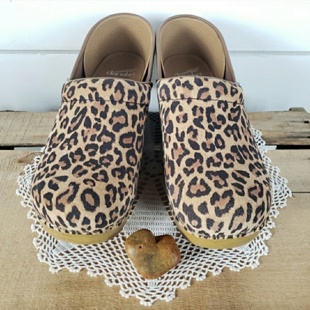 Meow Dansko Pro Leopard Clog Cheetah Animal Suede Boho Gypsy Cottage Neutral ⚘🐆 - Picture 8 of 13